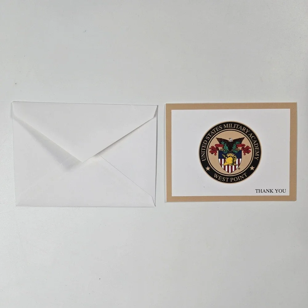 Overly West Point USMA 10 Thank You Cards & Envelope Gold Crest Stationery Set